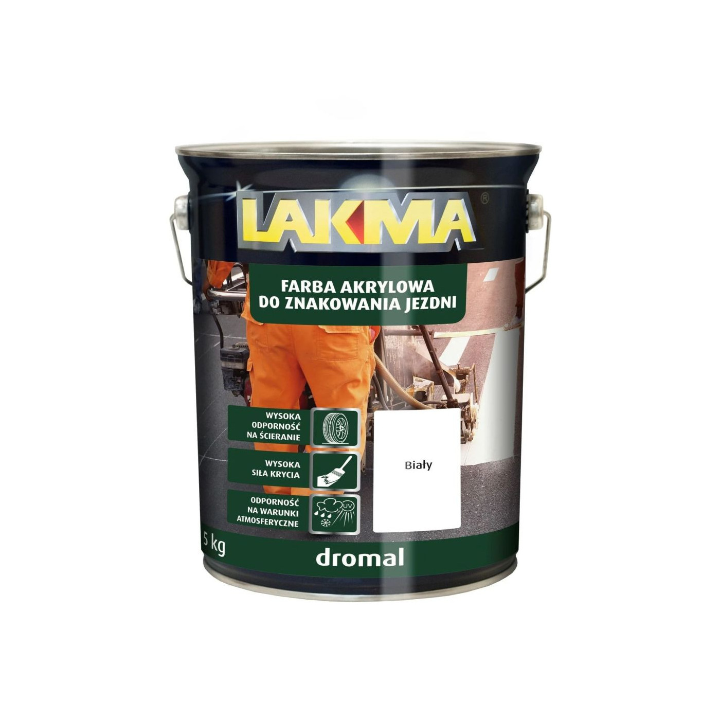 Farba Akrylowa Do Znakowania Jezdni Dromal 5Kg Biała Lakma Farba Akrylowa Do Znakowania Jezdni Dromal 5Kg Biała Lakma