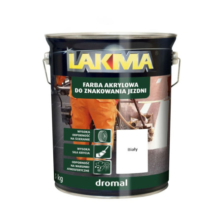 Farba Akrylowa Do Znakowania Jezdni Dromal 5Kg Biała Lakma
