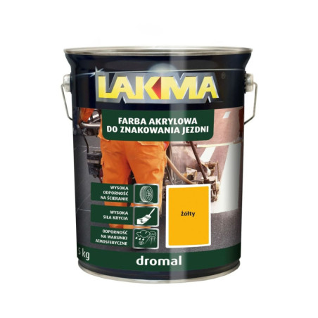 Farba Akrylowa Do Znakowania Jezdni Dromal 5Kg Żółty Lakma