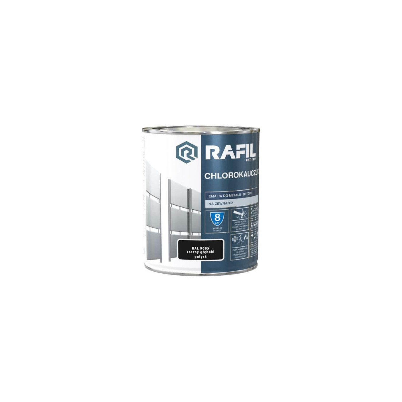 Emalia Chlorokauczukowa 0,75 L Czarny RAL9005 RAFIL Emalia Chlorokauczukowa 0,75 L Czarny RAL9005 RAFIL