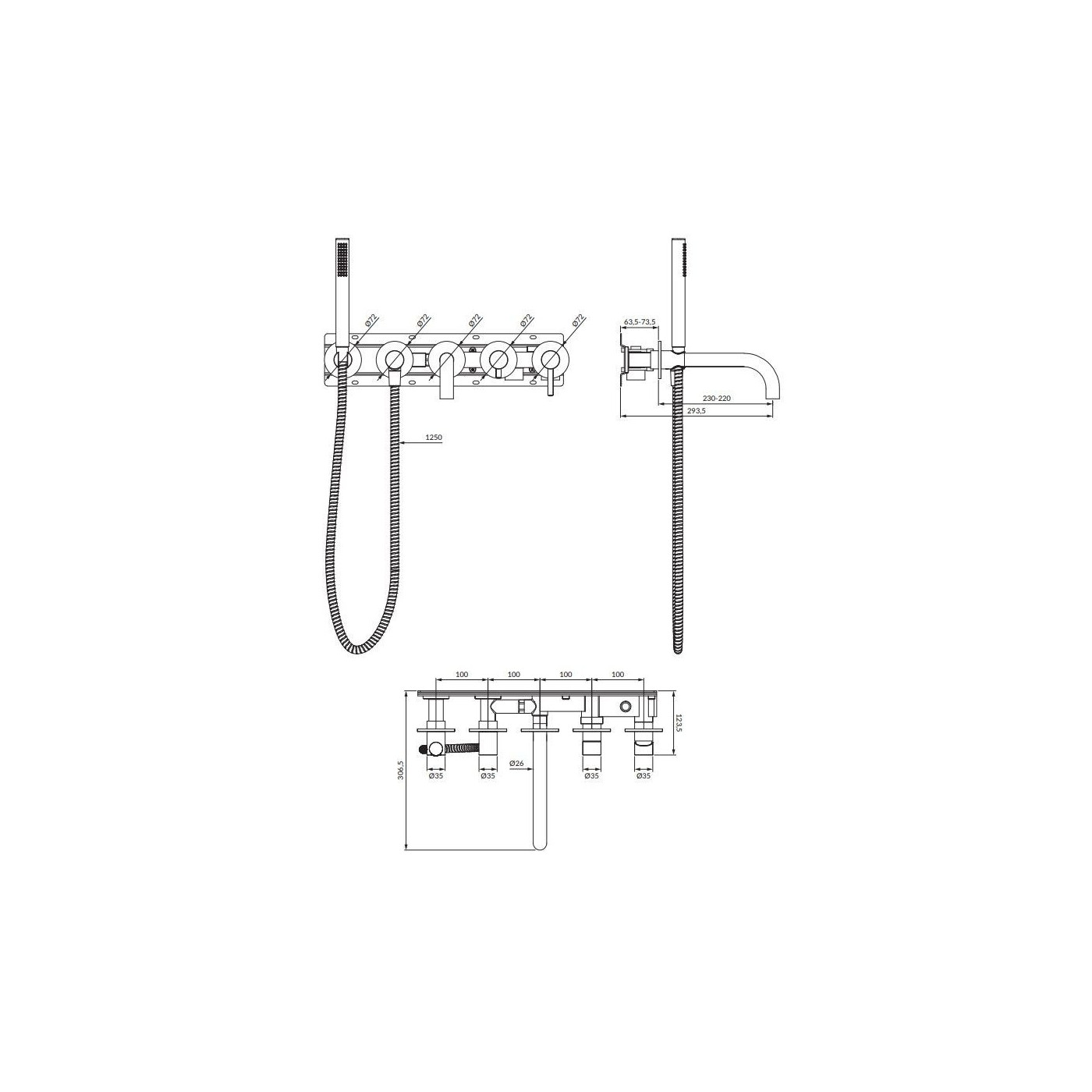 Bateria Wannowa Podtynkowa Y Biały Mat Y1237/1WM Omnires Bateria Wannowa Podtynkowa Y Biały Mat Y1237/1WM Omnires