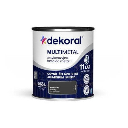 Farba Do Metalu Antykorozyjna Multimetal Antracyt Mat 0,65L Dekoral