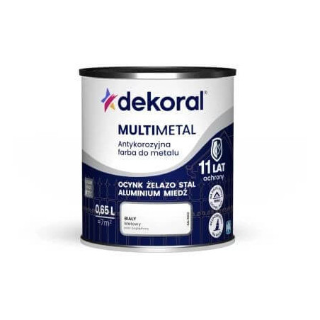Farba Do Metalu Antykorozyjna Multimetal Biały Mat 0,65L Dekoral