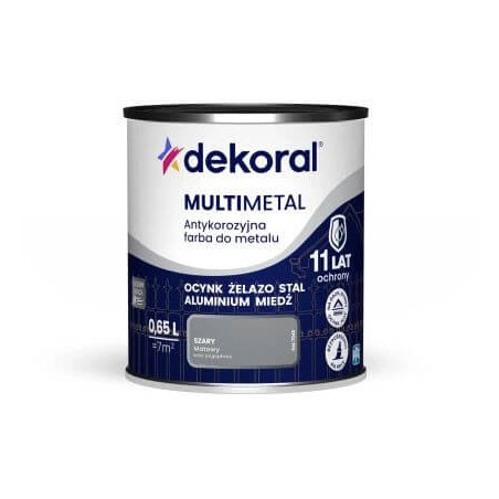 Farba Do Metalu Antykorozyjna Multimetal Szary Mat 0,65L Dekoral