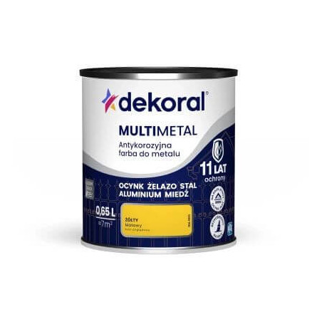 Farba Do Metalu Antykorozyjna Multimetal Żółty Mat 0,65L Dekoral