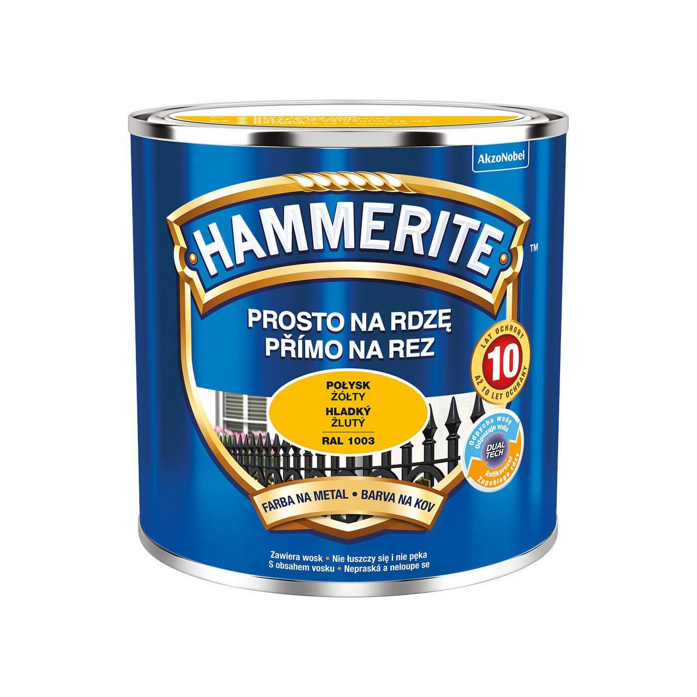 Farba Na Metal Prosto Na Rdzę Żółty Połysk 0.25 L Hammerite Farba Na Metal Prosto Na Rdzę Żółty Połysk 0.25 L Hammerite