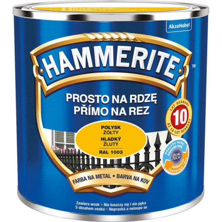 Farba Na Metal Prosto Na Rdzę Żółty Połysk 0.25 L Hammerite