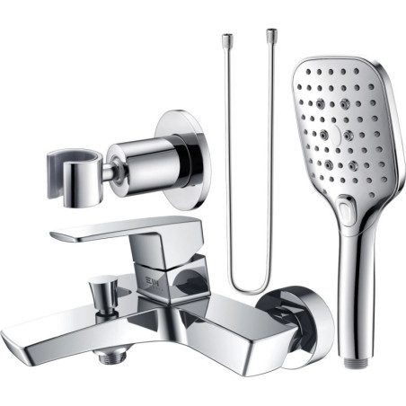 Zestaw Bateria Wannowa + Zestaw Prysznicowy Teo Chrom Emporia