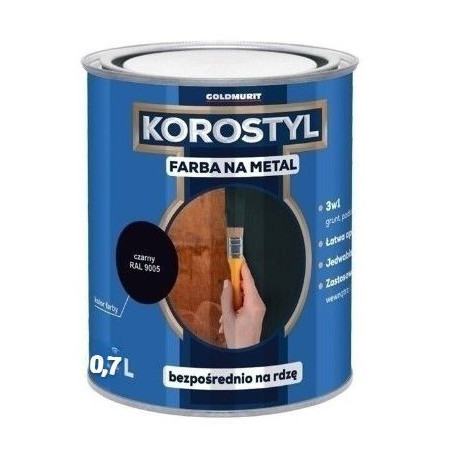 Farba Na Metal Korostyl Czarny Połysk 9005 0,7L Goldmurit