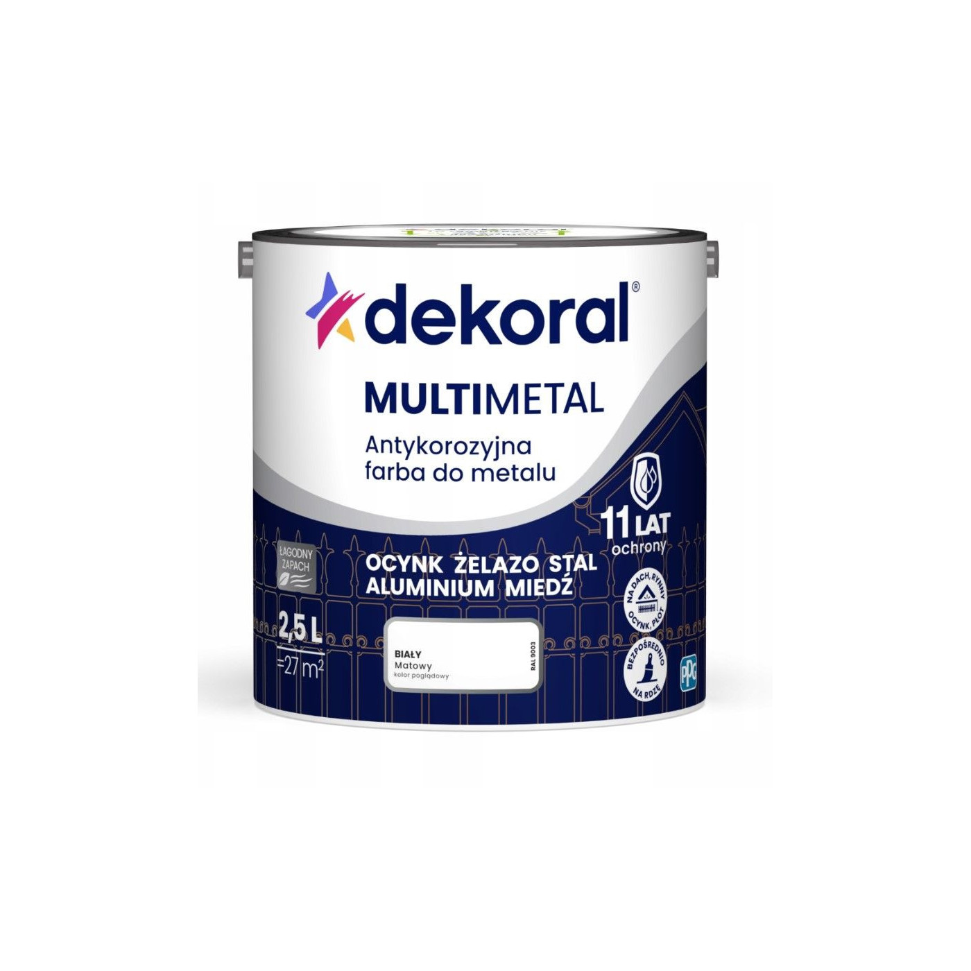 Farba Do Metalu Antykorozyjna Biały Mat 2,5L Dekoral Farba Do Metalu Antykorozyjna Biały Mat 2,5L Dekoral