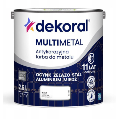 Farba Do Metalu Antykorozyjna Biały Mat 2,5L Dekoral