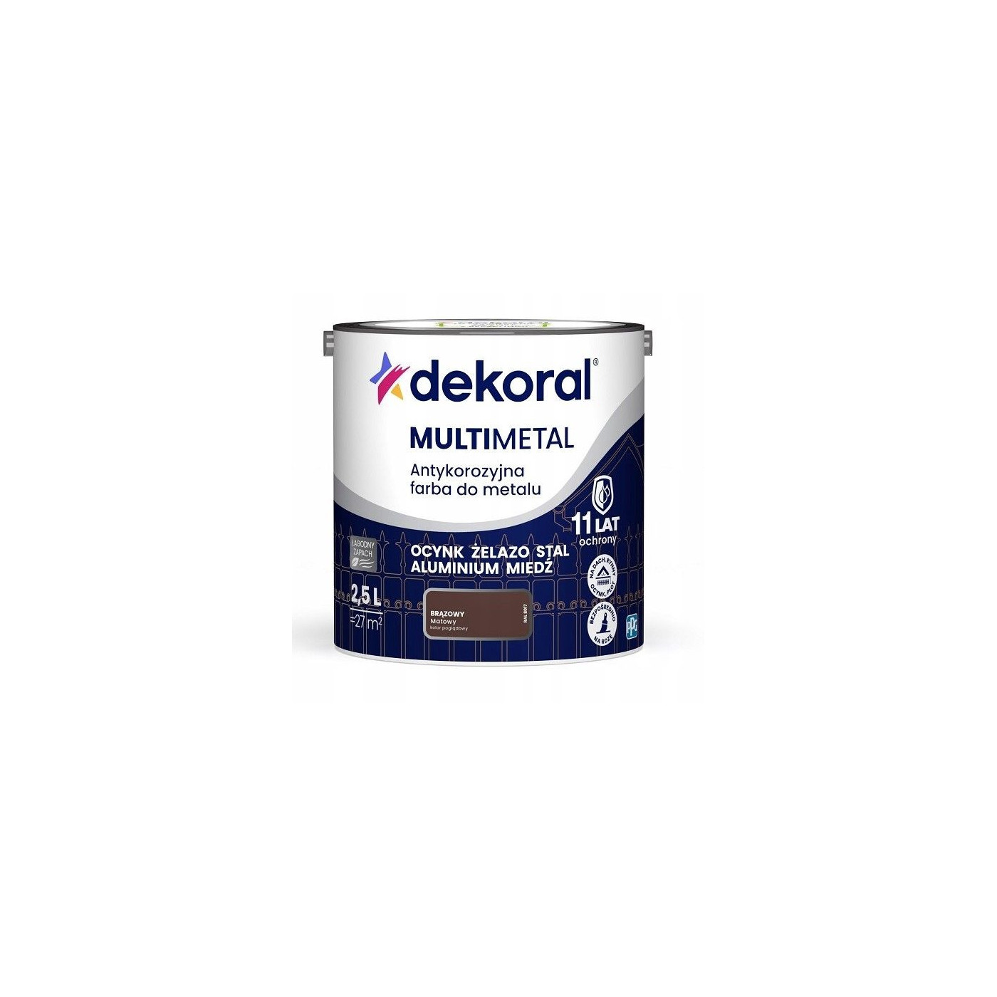 Farba Do Metalu Antykorozyjna Brązowy Mat 2,5L Dekoral Farba Do Metalu Antykorozyjna Brązowy Mat 2,5L Dekoral