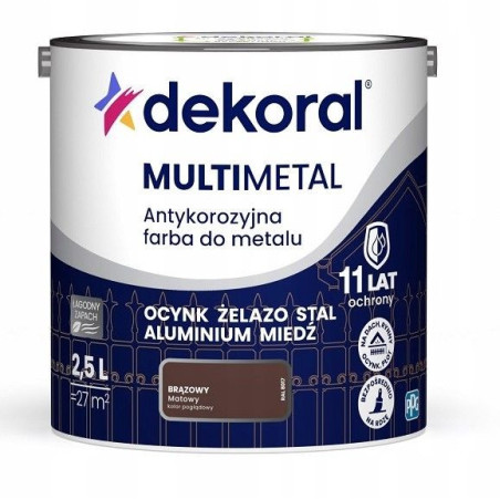 Farba Do Metalu Antykorozyjna Brązowy Mat 2,5L Dekoral