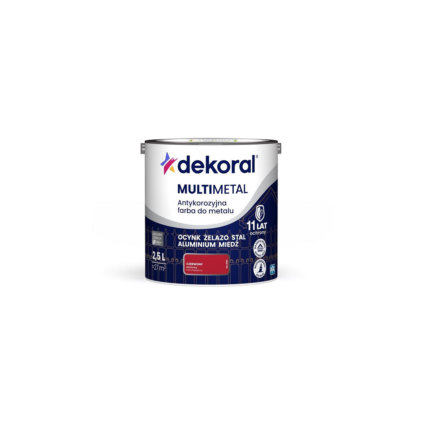 Farba Do Metalu Antykorozyjna Czerwony Mat 2,5L Dekoral Farba Do Metalu Antykorozyjna Czerwony Mat 2,5L Dekoral