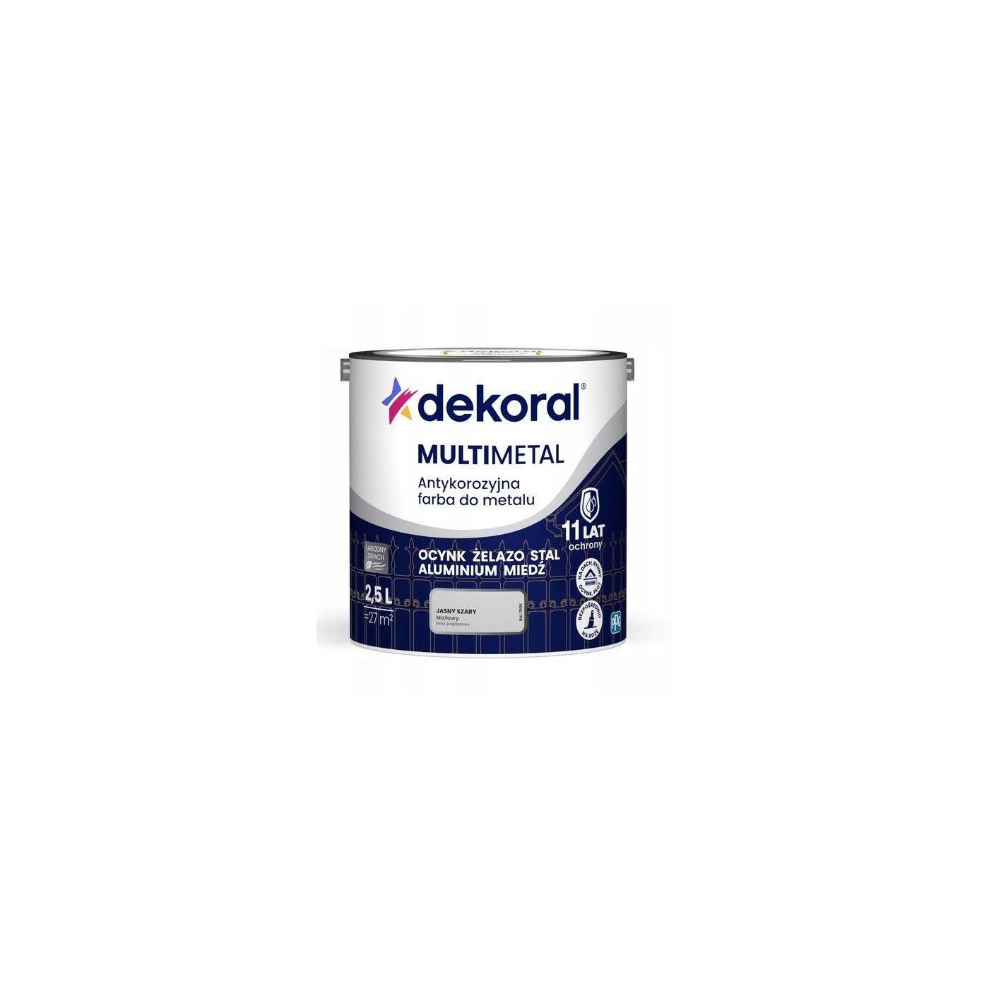 Farba Do Metalu Antykorozyjna Jasny Szary Mat 2,5L Dekoral Farba Do Metalu Antykorozyjna Jasny Szary Mat 2,5L Dekoral