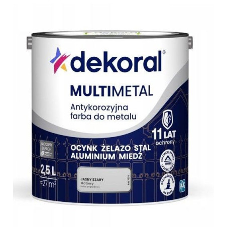 Farba Do Metalu Antykorozyjna Jasny Szary Mat 2,5L Dekoral