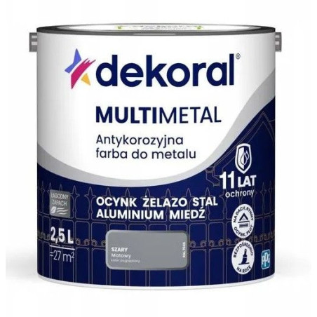 Farba Do Metalu Antykorozyjna Szary Mat 2,5L Dekoral