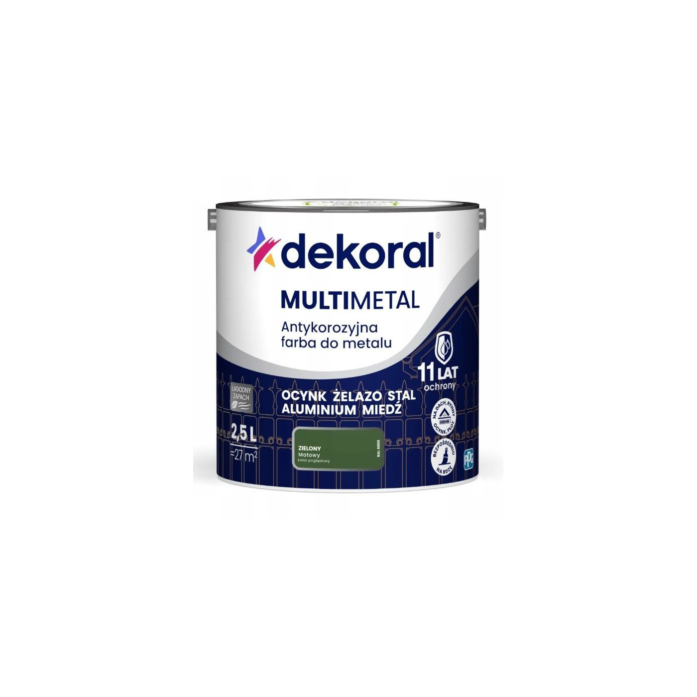 Farba Do Metalu Antykorozyjna Zielony Mat 2,5L Dekoral Farba Do Metalu Antykorozyjna Zielony Mat 2,5L Dekoral