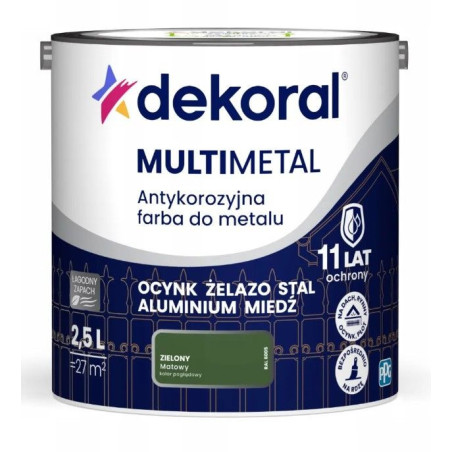 Farba Do Metalu Antykorozyjna Zielony Mat 2,5L Dekoral