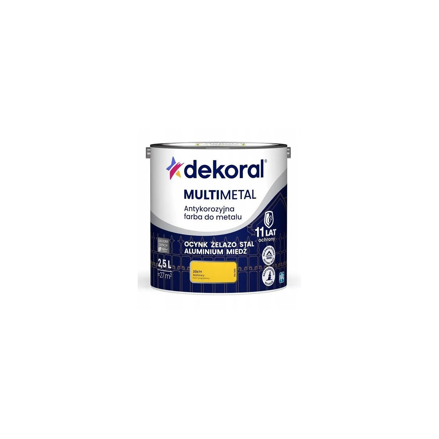 Farba Do Metalu Antykorozyjna Żółty Mat 2,5L Dekoral Farba Do Metalu Antykorozyjna Żółty Mat 2,5L Dekoral