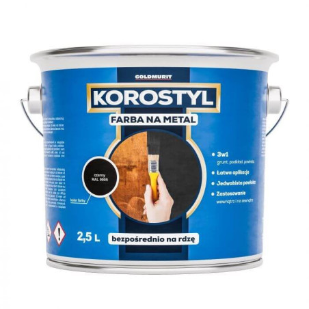 Farba Na Metal 3W1 Korostyl Szary Grafitowy RAL 7024 2,5L Goldmurit