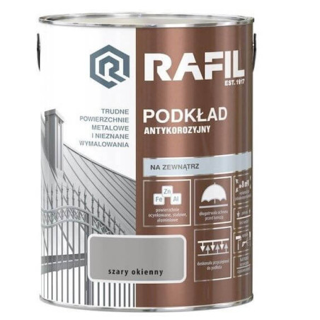 Podkład Antykorozyjny Szary Okienny 5L Rafil