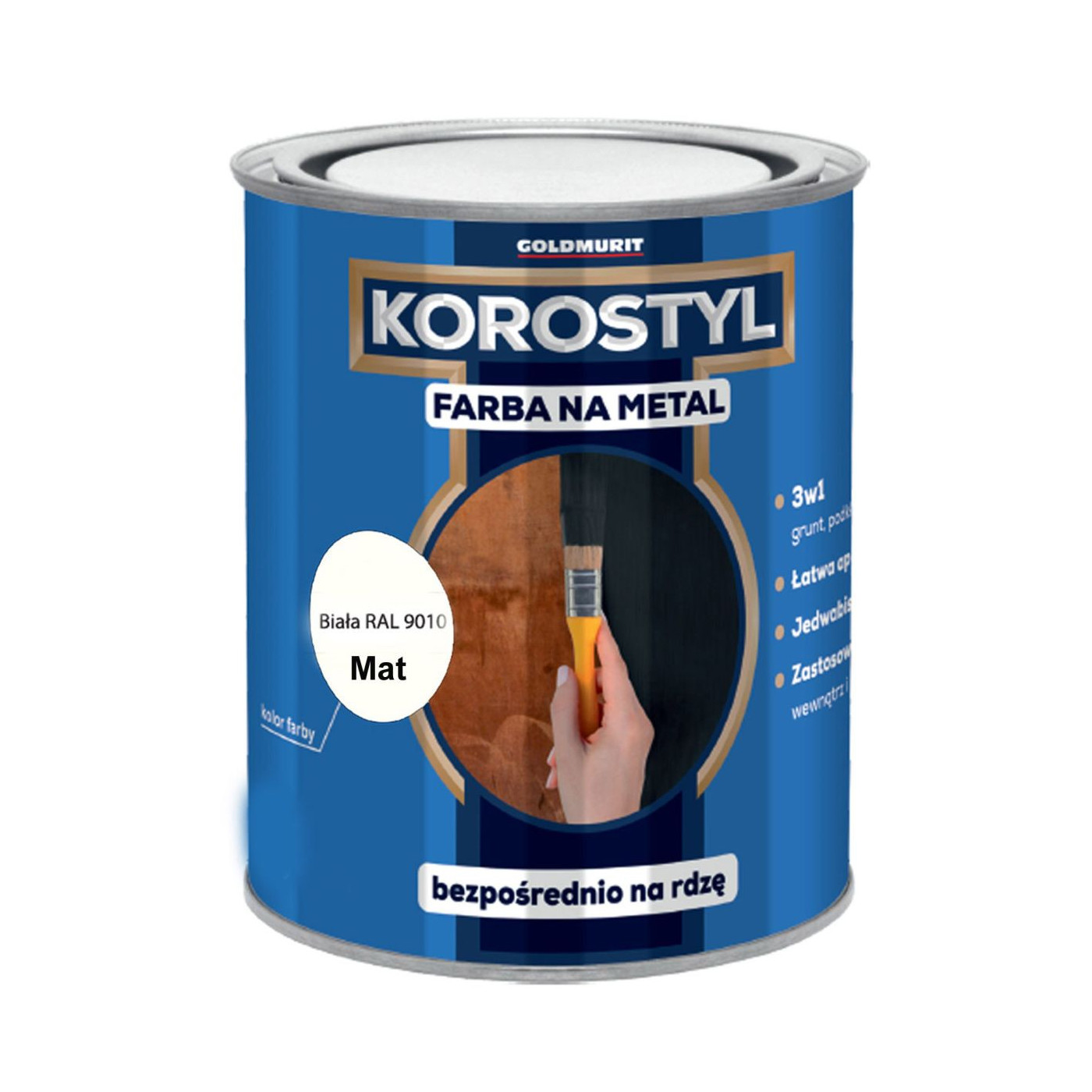 Farba Na Metal 3W1 Korostyl Biały Mat 9010 0,7L Goldmurit Farba Na Metal 3W1 Korostyl Biały Mat 9010 0,7L Goldmurit