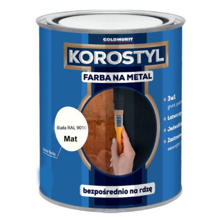 Farba Na Metal 3W1 Korostyl Biały Mat 9010 0,7L Goldmurit
