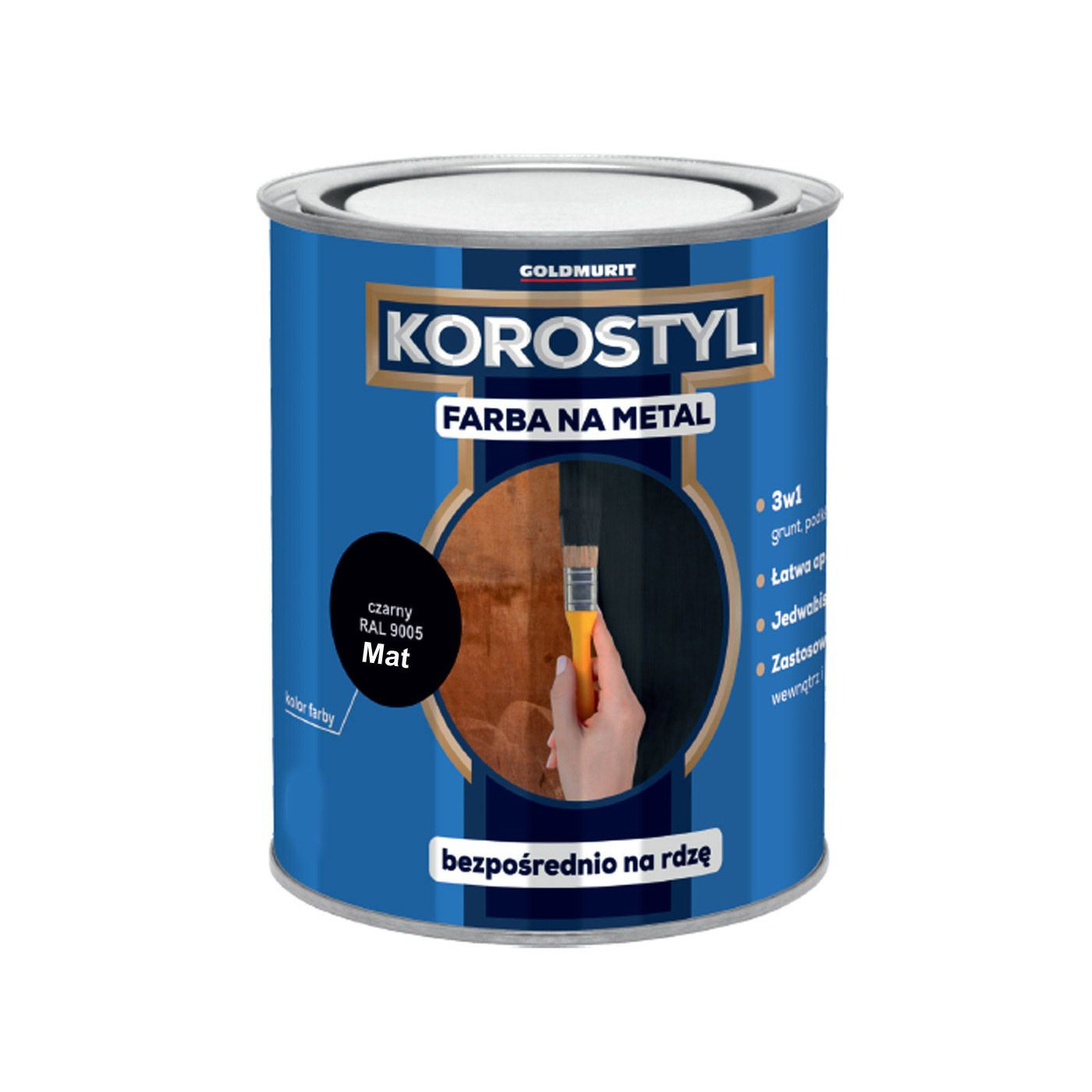 Farba Na Metal 3W1 Korostyl Czarny Mat 9005 0,7L Goldmurit Farba Na Metal 3W1 Korostyl Czarny Mat 9005 0,7L Goldmurit