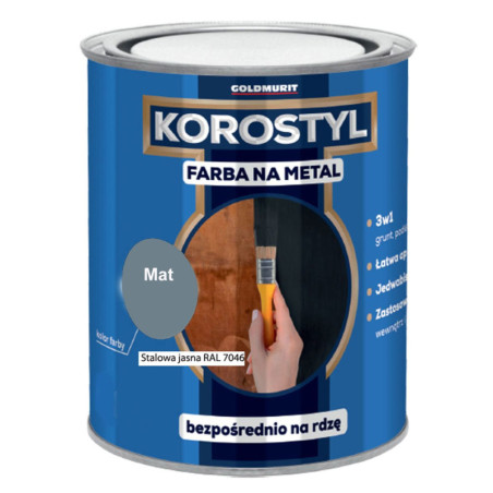 Farba Na Metal 3W1 Korostyl Stalowy 7046 0,7L Goldmurit