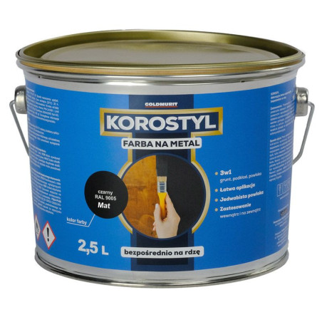 Farba Na Metal 3W1 Korostyl Czarny Mat 9005 2,5L Goldmurit