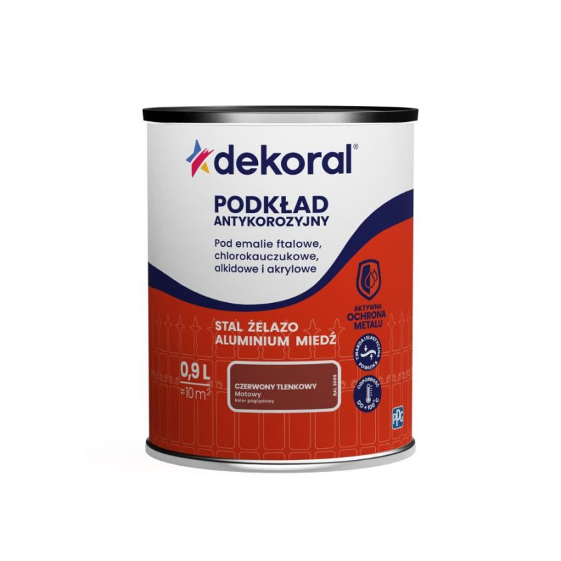 Podkład Antykorozyjny Czerwony Tlenkowy Mat 0,9L Dekoral Podkład Antykorozyjny Czerwony Tlenkowy Mat 0,9L Dekoral