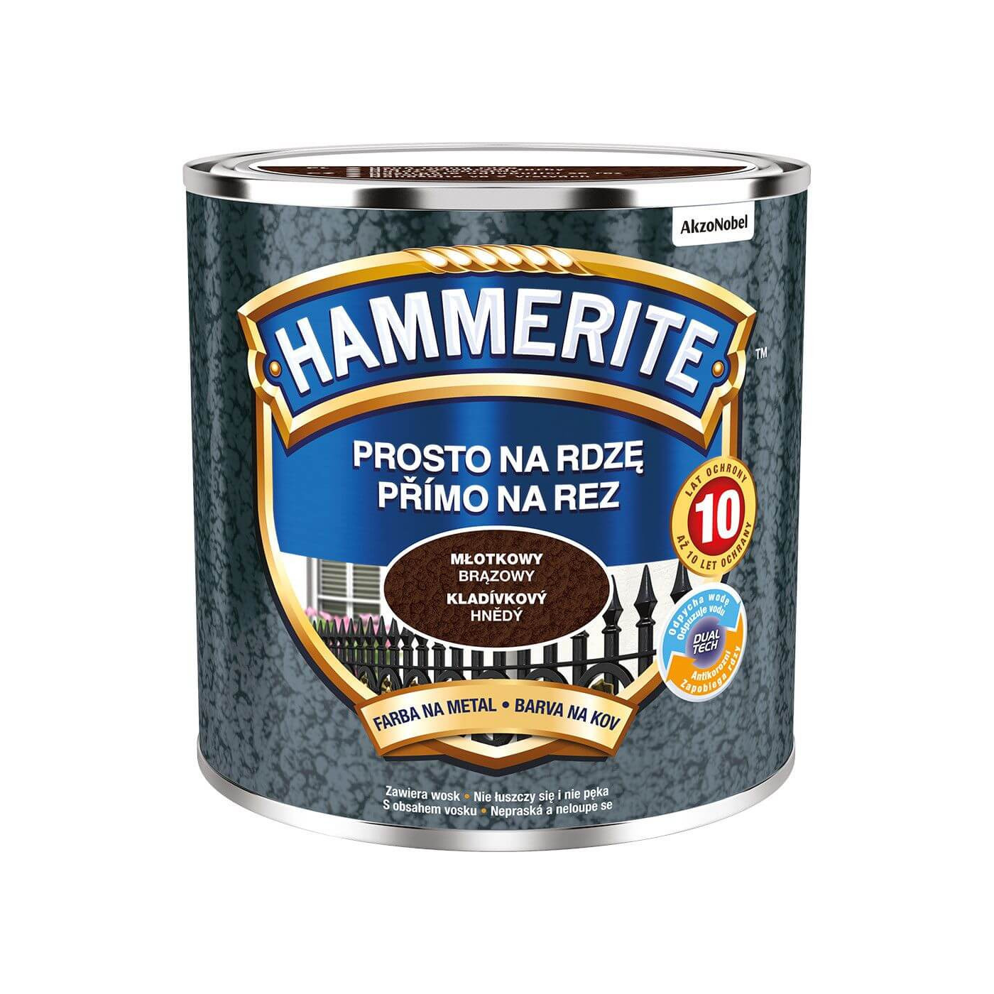 Farba Prosto Na Rdzę Młotkowy Brązowy 0.25L Hammerite Farba Prosto Na Rdzę Młotkowy Brązowy 0.25L Hammerite