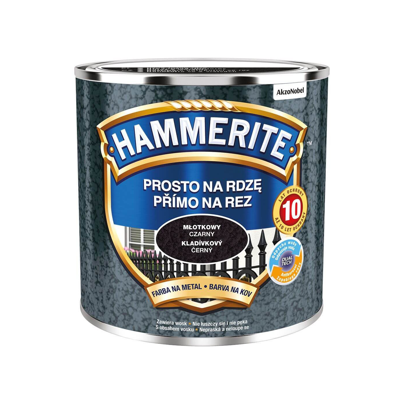 Farba Prosto Na Rdzę Młotkowy Czarny 0.25L Hammerite Farba Prosto Na Rdzę Młotkowy Czarny 0.25L Hammerite