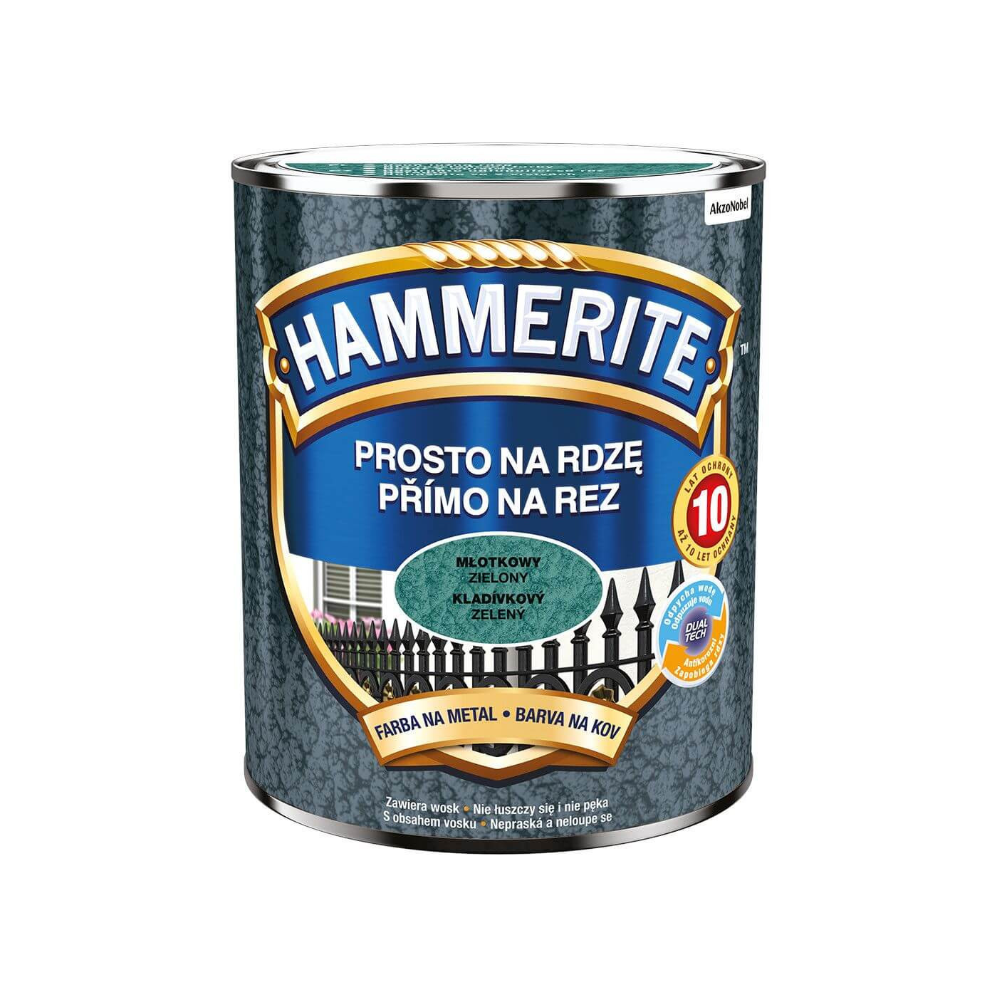 Farba Prosto Na Rdzę Młotkowy Zielony 0.7L Hammerite Farba Prosto Na Rdzę Młotkowy Zielony 0.7L Hammerite