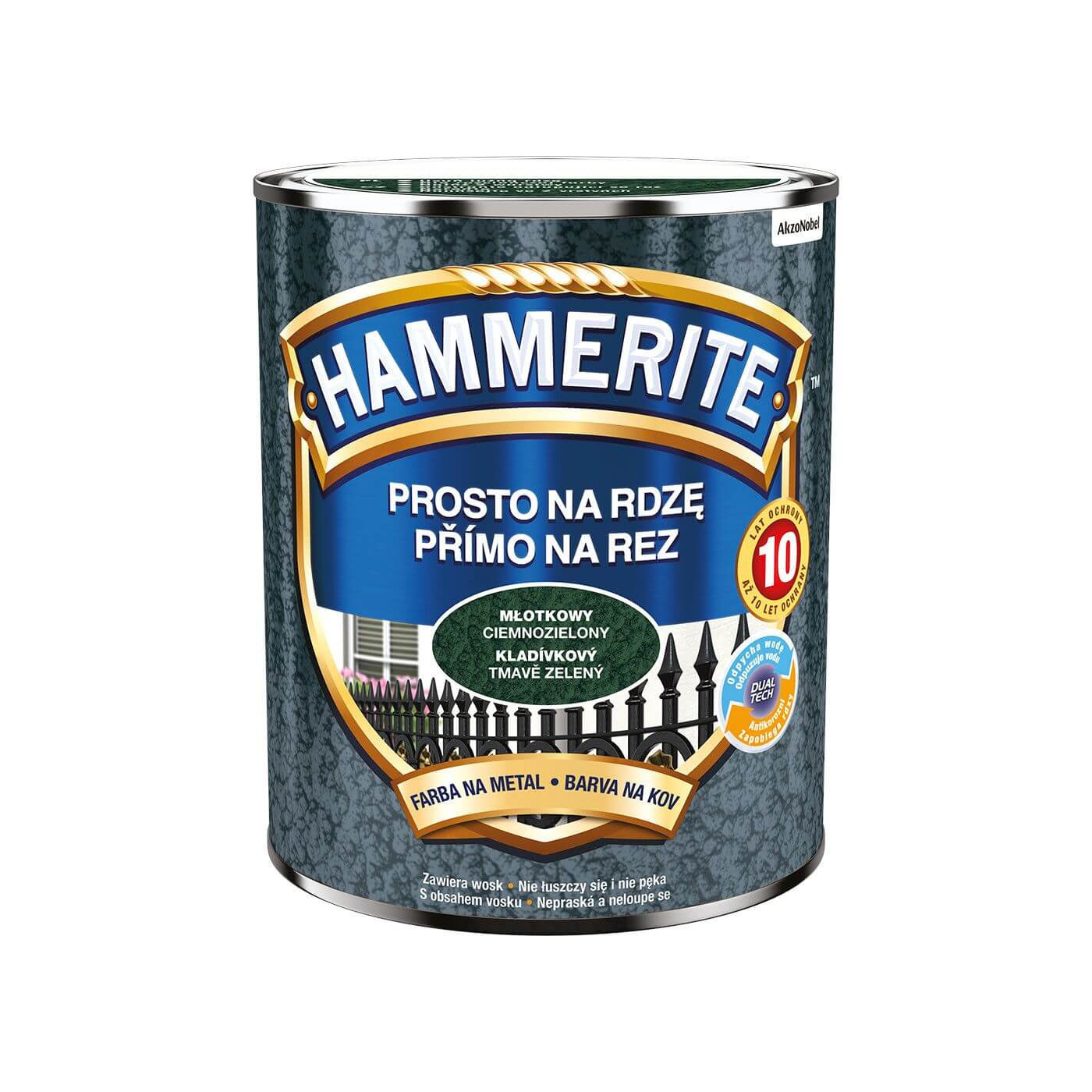 Farba Prosto Na Rdzę Młotkowy Ciemno-Zielony 0.7L Hammerite Farba Prosto Na Rdzę Młotkowy Ciemno-Zielony 0.7L Hammerite