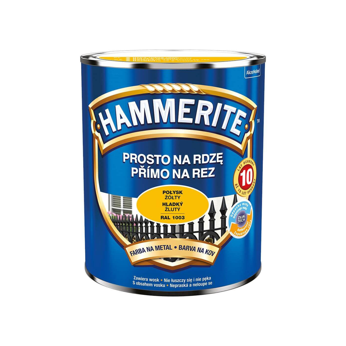 Farba Prosto Na Rdzę Połysk Żółty 0.7L Hammerite Farba Prosto Na Rdzę Połysk Żółty 0.7L Hammerite