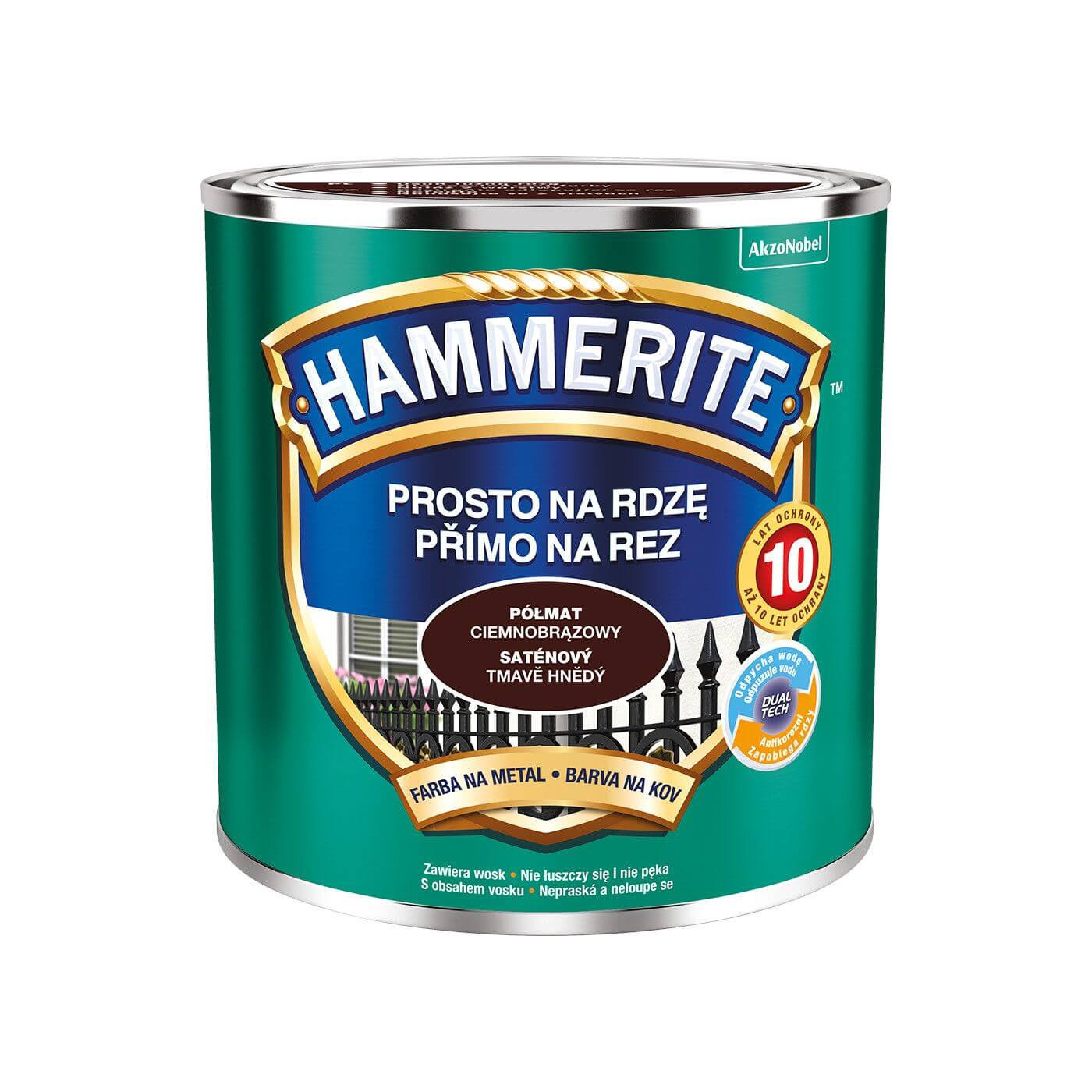 Farba Prosto Na Rdzę Półmat Brąz Ciemny 0.25L Hammerite Farba Prosto Na Rdzę Półmat Brąz Ciemny 0.25L Hammerite
