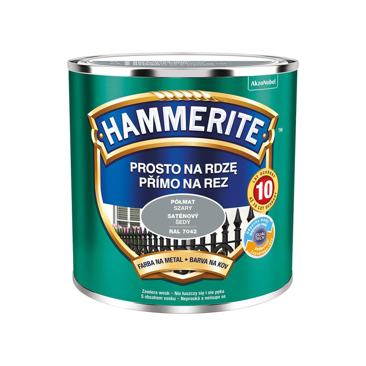 Farba Prosto Na Rdzę Półmat Szary 0.25L Hammerite Farba Prosto Na Rdzę Półmat Szary 0.25L Hammerite