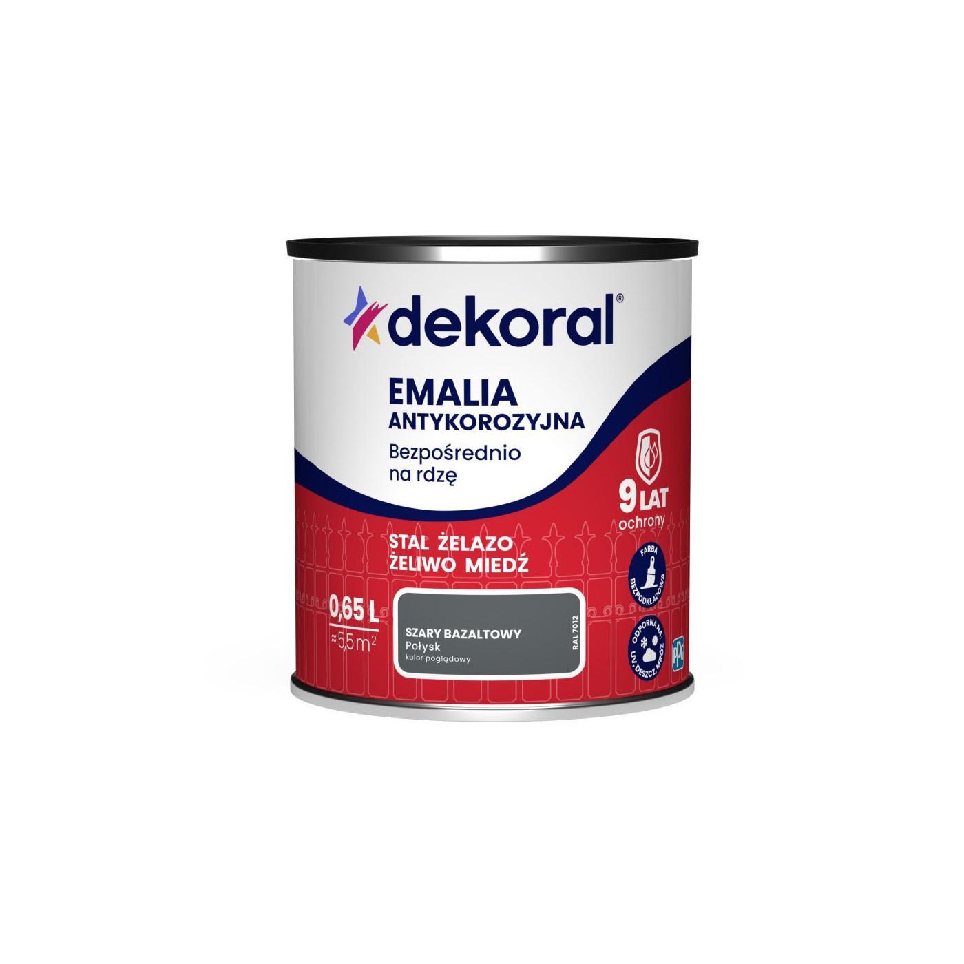 Emalia Antykorozyjna Szary Bazaltowy Połysk 0,65L Dekoral Emalia Antykorozyjna Szary Bazaltowy Połysk 0,65L Dekoral