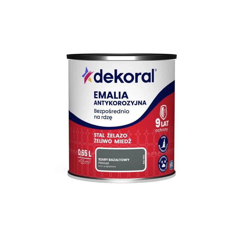 Emalia Antykorozyjna Szary Bazaltowy Półmat 0,65L Dekoral Emalia Antykorozyjna Szary Bazaltowy Półmat 0,65L Dekoral