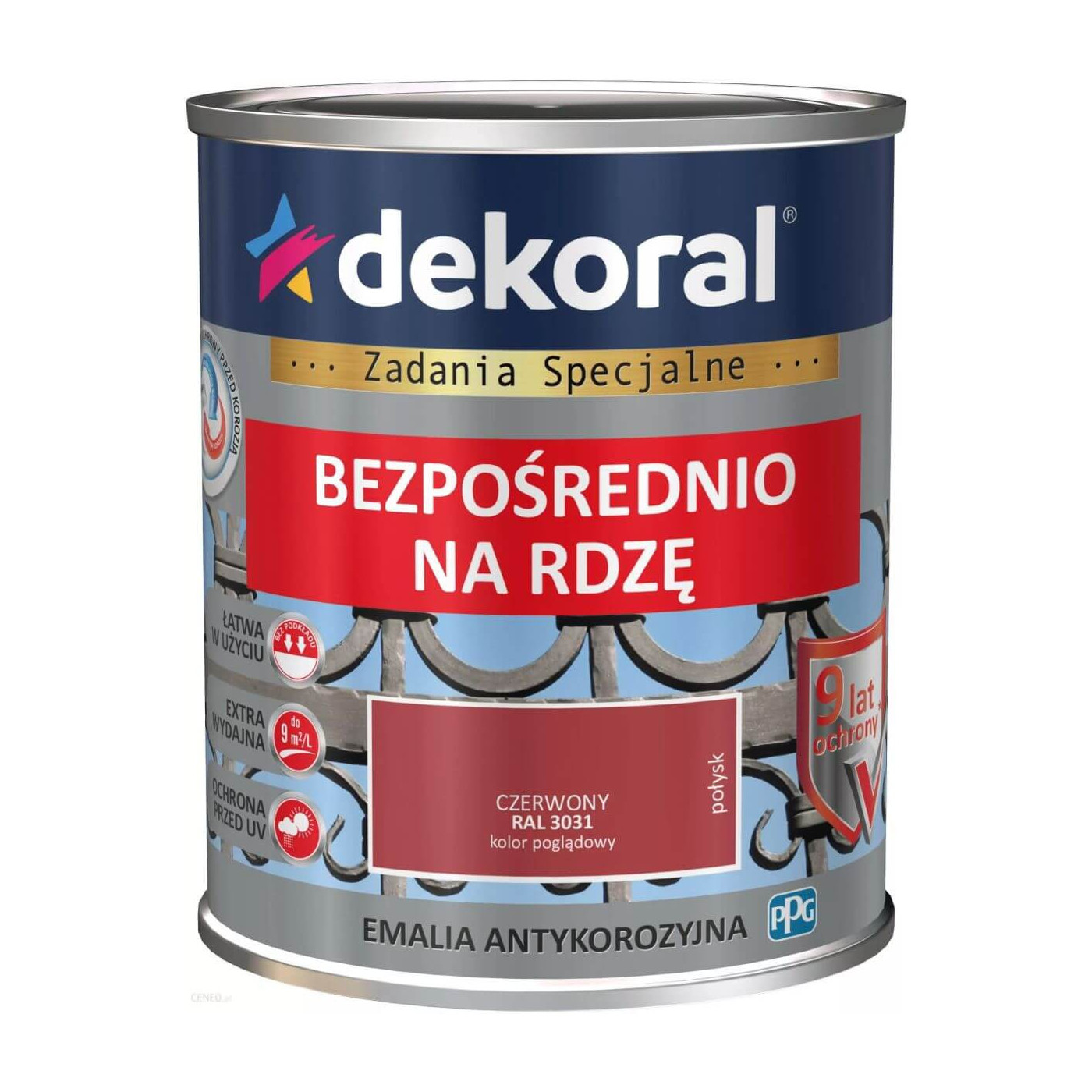 Emalia Antykorozyjna Czerwony Połysk 0.65L RAL 3031 Dekoral Emalia Antykorozyjna Czerwony Połysk 0.65L RAL 3031 Dekoral