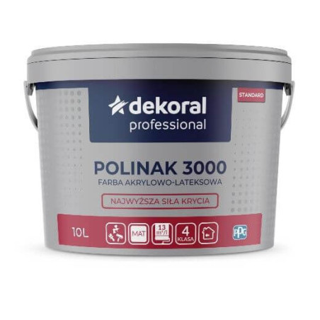 Farba Akrylowo-Lateks Professional Polinak 3000 Baza Zn 9,32L Dekoral