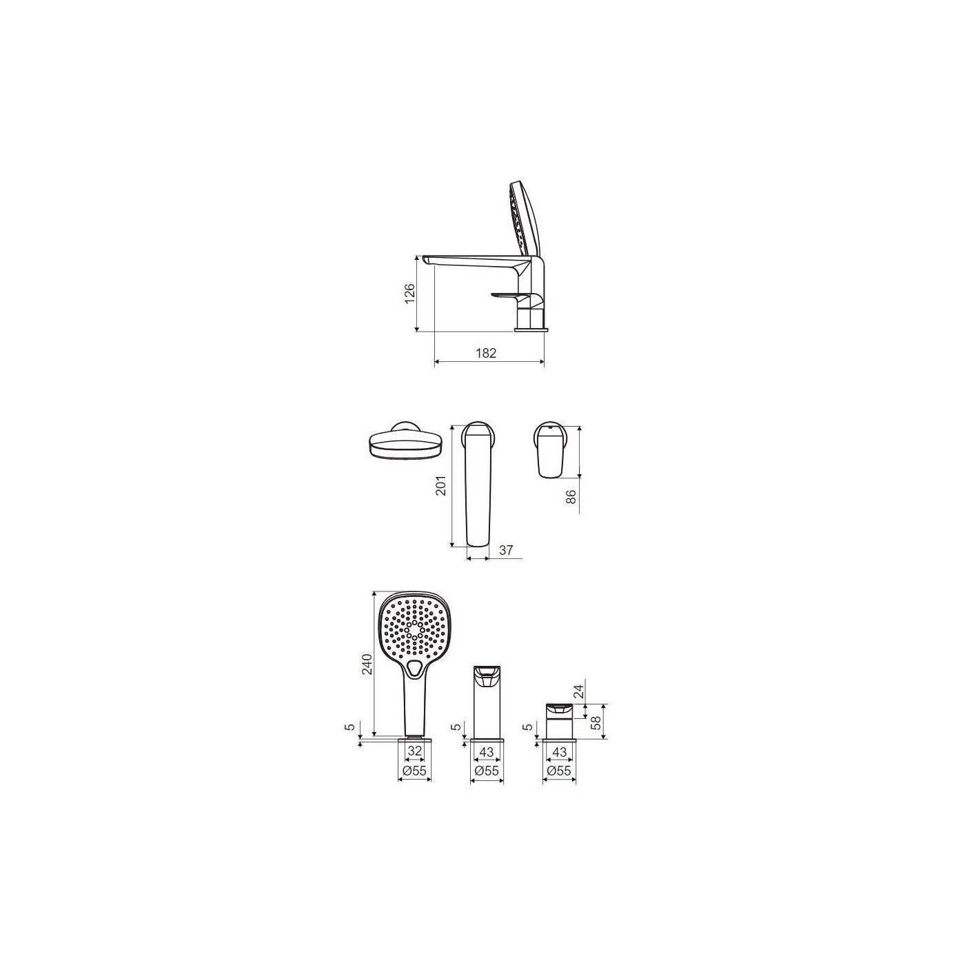 Bateria Wannowa 3 Otworowa Clever 2.0 Czarny Soft AREX.4134BS Excellent Bateria Wannowa 3 Otworowa Clever 2.0 Czarny Soft AREX.4134BS Excellent