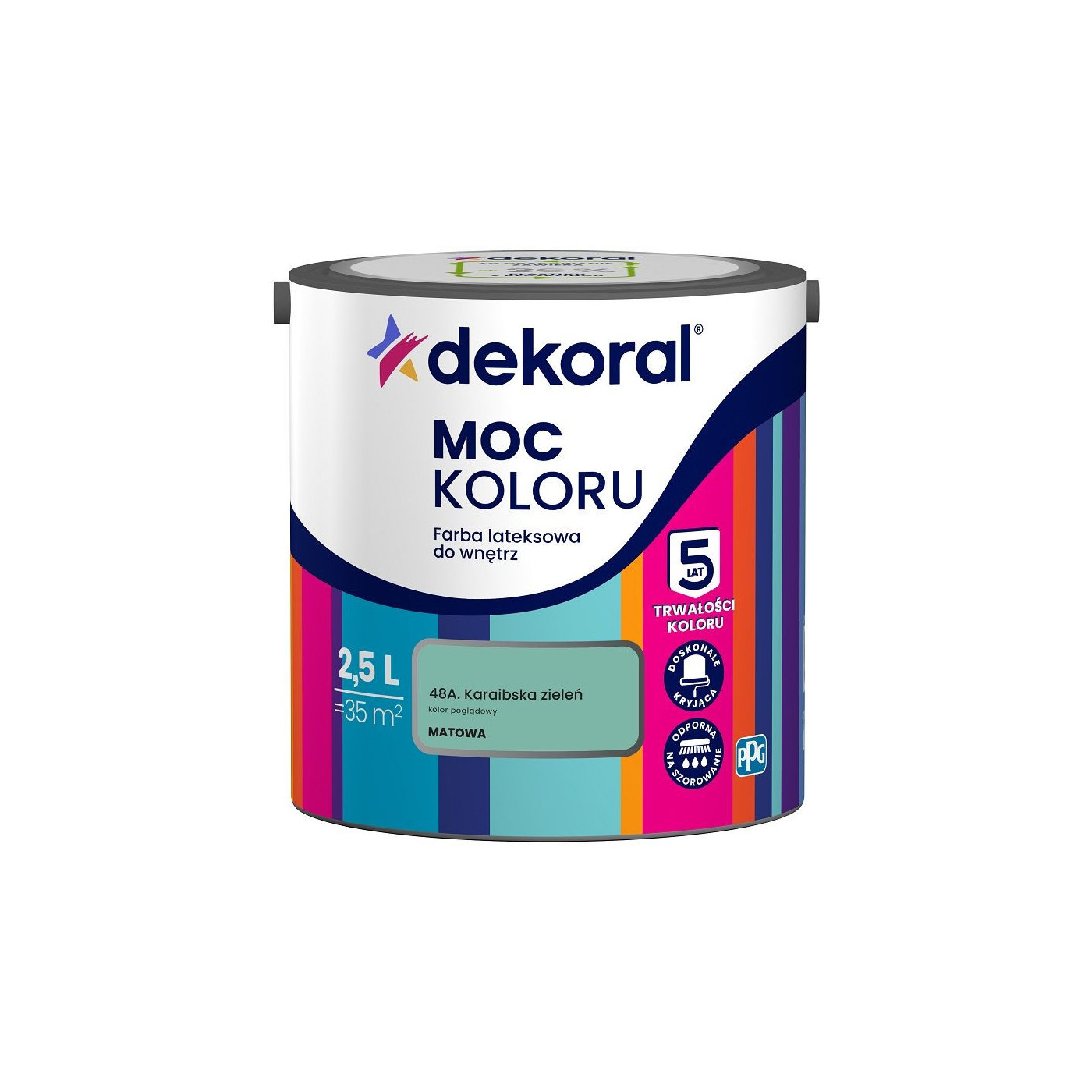 Farba Lateksowa Moc Koloru Karaibska Zieleń 2,5l Dekoral Farba Lateksowa Moc Koloru Karaibska Zieleń 2,5l Dekoral