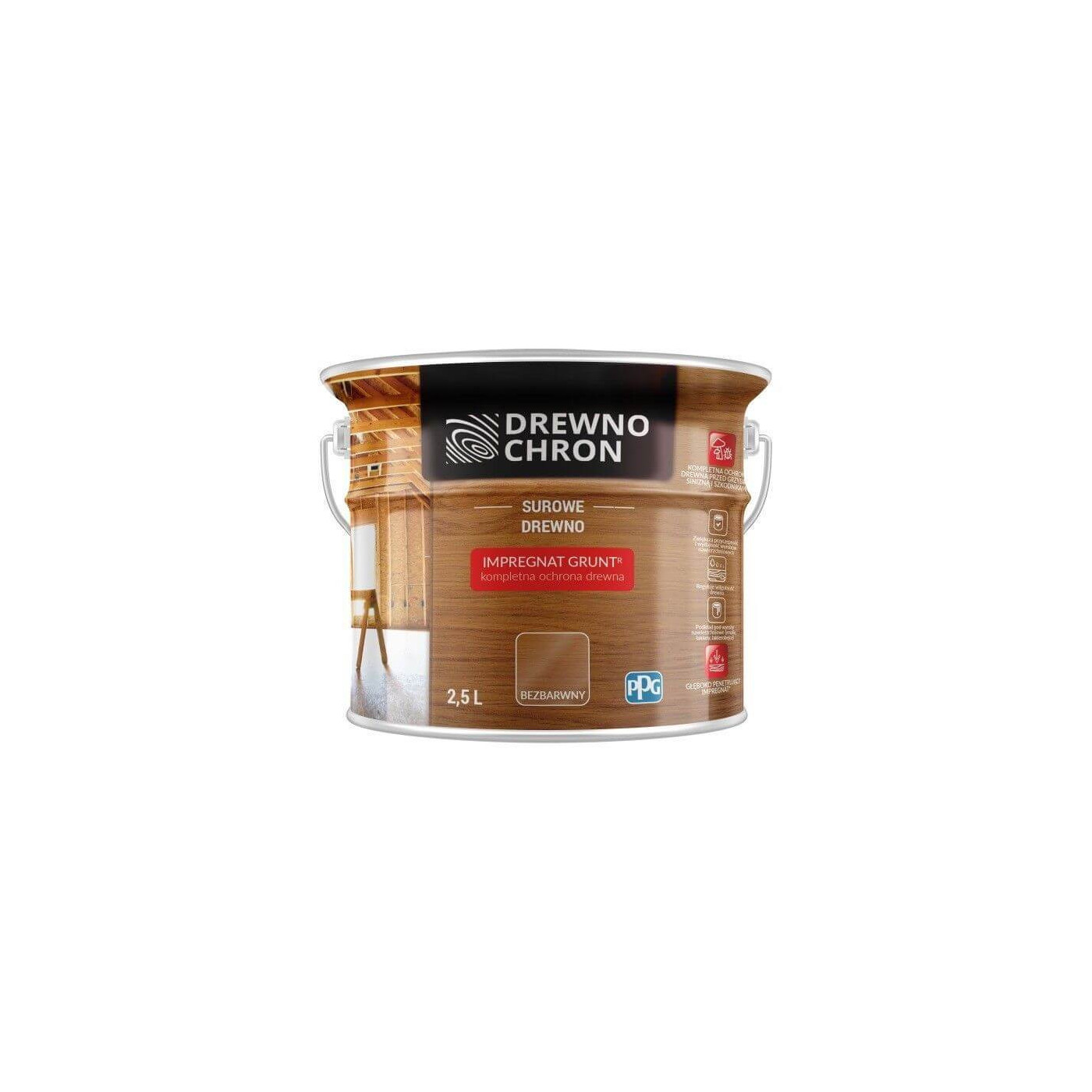 Impregnat Grunt Bezbarwny 2.5L Drewnochron Impregnat Grunt Bezbarwny 2.5L Drewnochron