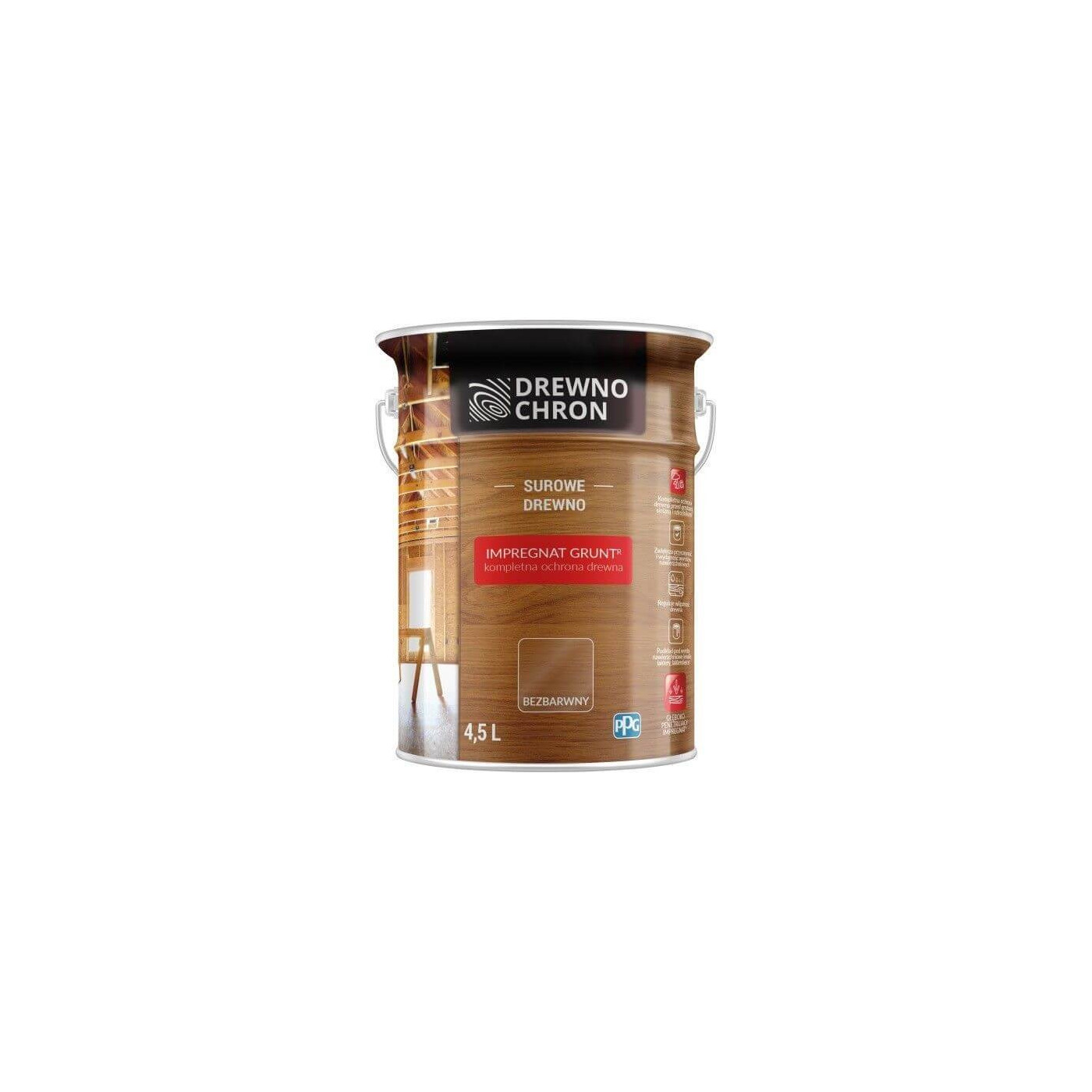 Impregnat Grunt Bezbarwny 4.5L Drewnochron Impregnat Grunt Bezbarwny 4.5L Drewnochron