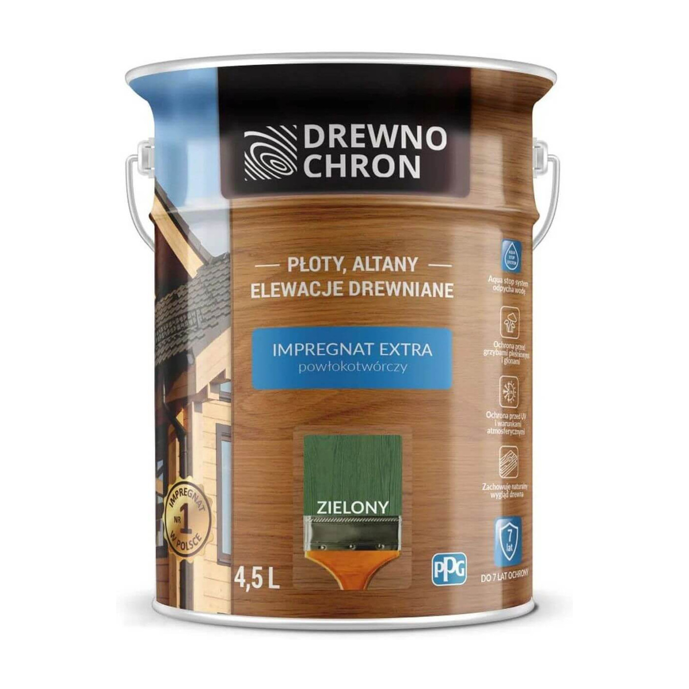 Impregnat Extra Powłokotwórczy Zielony 4,5L Drewnochron Impregnat Extra Powłokotwórczy Zielony 4,5L Drewnochron