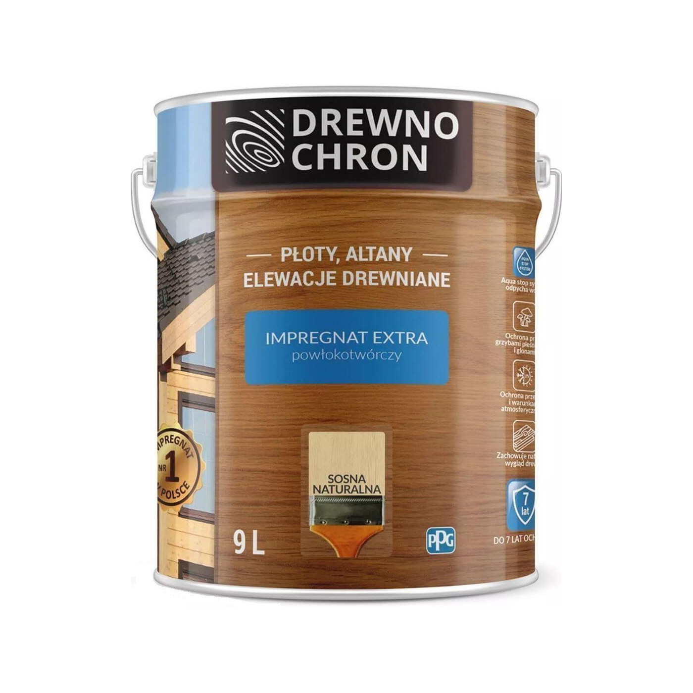 Impregnat Extra Powłokotwórczy Sosna Naturalna 9L Drewnochron Impregnat Extra Powłokotwórczy Sosna Naturalna 9L Drewnochron