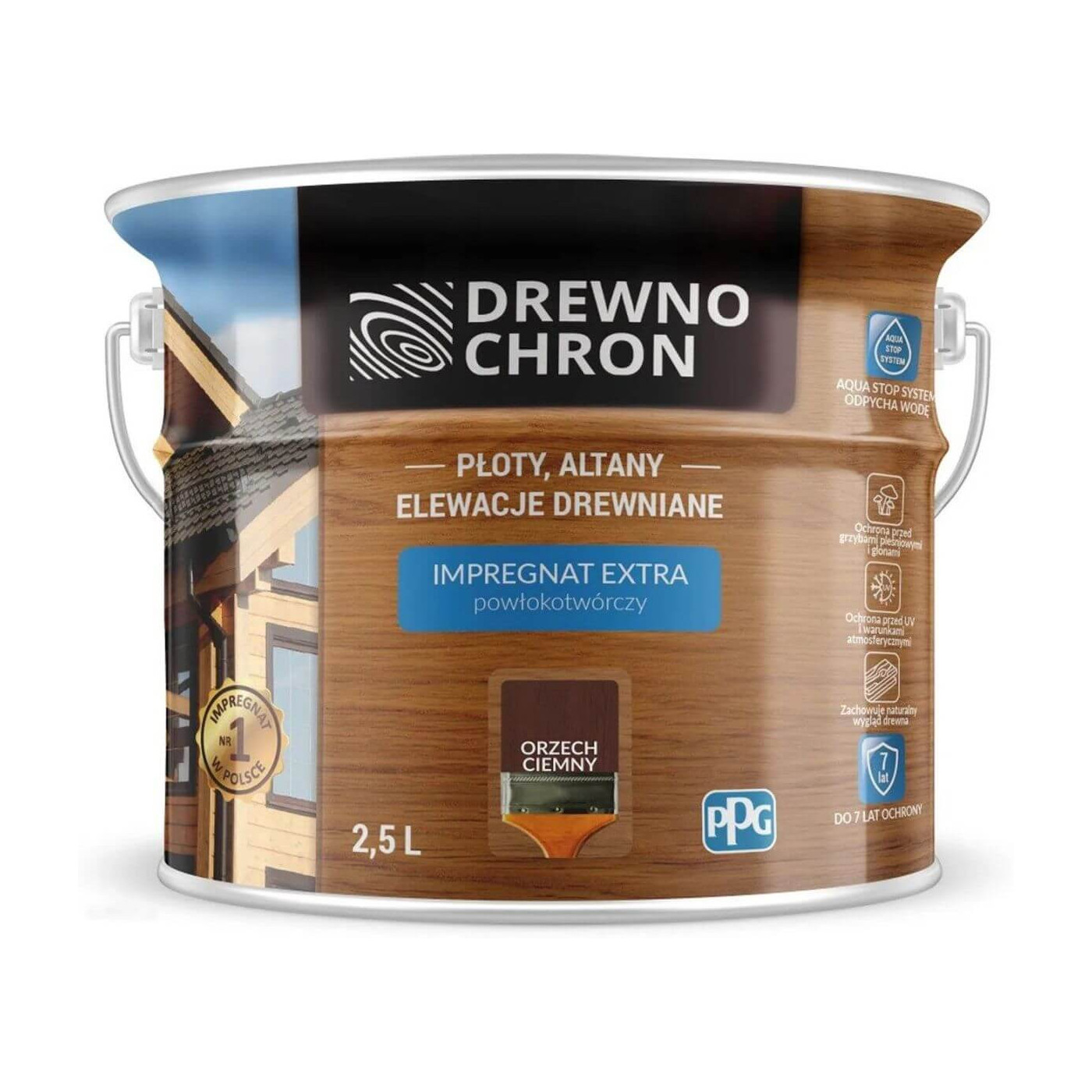 Impregnat Extra Powłokotwórczy Orzech Ciemny 2,5L Drewnochron Impregnat Extra Powłokotwórczy Orzech Ciemny 2,5L Drewnochron